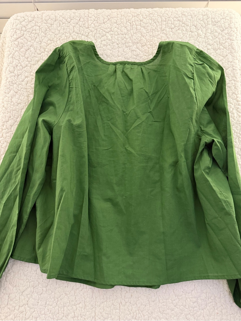 Talbots Olive Green Smocked Tassel Peasant Top - Picture 4 of 4